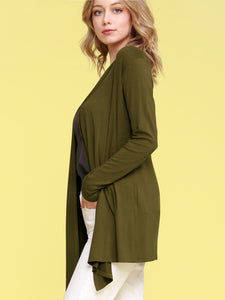 WSK850 Women's Draped Open- Front Cardigan