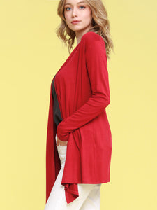 WSK850 Women's Draped Open- Front Cardigan