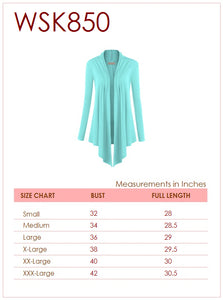 WSK850 Women's Draped Open- Front Cardigan