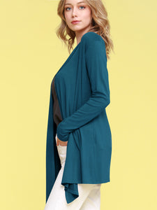 WSK850 Women's Draped Open- Front Cardigan