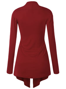 WSK850 Women's Draped Open- Front Cardigan