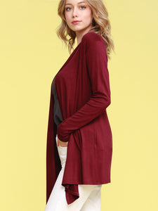 WSK850 Women's Draped Open- Front Cardigan