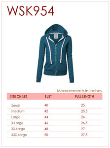 WSK954 Women's Active Casual Zip-up Hoodie Jacket Long Sleeve Comfortable Lightweight Sweatshirt