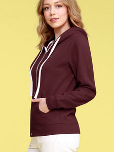 WSK954 Women's Active Casual Zip-up Hoodie Jacket Long Sleeve Comfortable Lightweight Sweatshirt