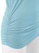 WT1036 Women's V-Neck 3/4 Sleeve Drape Dolman Shirt Top with Side Shirring