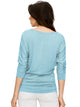 WT1036 Women's V-Neck 3/4 Sleeve Drape Dolman Shirt Top with Side Shirring