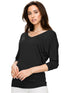 WT1036 Women's V-Neck 3/4 Sleeve Drape Dolman Shirt Top with Side Shirring