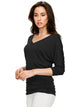 WT1036 Women's V-Neck 3/4 Sleeve Drape Dolman Shirt Top with Side Shirring
