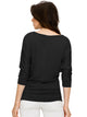 WT1036 Women's V-Neck 3/4 Sleeve Drape Dolman Shirt Top with Side Shirring