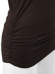 WT1036 Women's V-Neck 3/4 Sleeve Drape Dolman Shirt Top with Side Shirring
