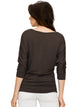 WT1036 Women's V-Neck 3/4 Sleeve Drape Dolman Shirt Top with Side Shirring