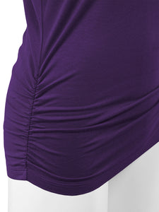 WT1036 Women's V-Neck 3/4 Sleeve Drape Dolman Shirt Top with Side Shirring
