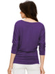 WT1036 Women's V-Neck 3/4 Sleeve Drape Dolman Shirt Top with Side Shirring