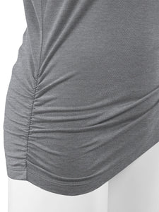 WT1036 Women's V-Neck 3/4 Sleeve Drape Dolman Shirt Top with Side Shirring
