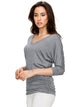 WT1036 Women's V-Neck 3/4 Sleeve Drape Dolman Shirt Top with Side Shirring