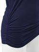 WT1036 Women's V-Neck 3/4 Sleeve Drape Dolman Shirt Top with Side Shirring