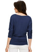 WT1036 Women's V-Neck 3/4 Sleeve Drape Dolman Shirt Top with Side Shirring
