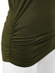 WT1036 Women's V-Neck 3/4 Sleeve Drape Dolman Shirt Top with Side Shirring