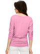 WT1036 Women's V-Neck 3/4 Sleeve Drape Dolman Shirt Top with Side Shirring