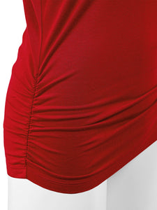 WT1036 Women's V-Neck 3/4 Sleeve Drape Dolman Shirt Top with Side Shirring