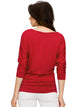 WT1036 Women's V-Neck 3/4 Sleeve Drape Dolman Shirt Top with Side Shirring