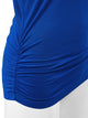 WT1036 Women's V-Neck 3/4 Sleeve Drape Dolman Shirt Top with Side Shirring