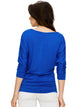 WT1036 Women's V-Neck 3/4 Sleeve Drape Dolman Shirt Top with Side Shirring