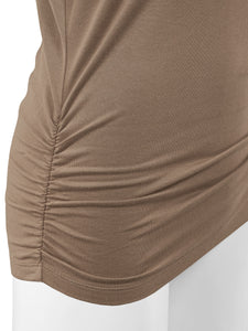 WT1036 Women's V-Neck 3/4 Sleeve Drape Dolman Shirt Top with Side Shirring