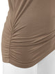 WT1036 Women's V-Neck 3/4 Sleeve Drape Dolman Shirt Top with Side Shirring