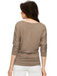 WT1036 Women's V-Neck 3/4 Sleeve Drape Dolman Shirt Top with Side Shirring