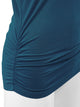 WT1036 Women's V-Neck 3/4 Sleeve Drape Dolman Shirt Top with Side Shirring