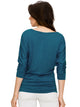 WT1036 Women's V-Neck 3/4 Sleeve Drape Dolman Shirt Top with Side Shirring