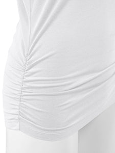 WT1036 Women's V-Neck 3/4 Sleeve Drape Dolman Shirt Top with Side Shirring