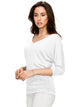 WT1036 Women's V-Neck 3/4 Sleeve Drape Dolman Shirt Top with Side Shirring
