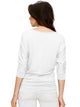 WT1036 Women's V-Neck 3/4 Sleeve Drape Dolman Shirt Top with Side Shirring