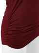 WT1036 Women's V-Neck 3/4 Sleeve Drape Dolman Shirt Top with Side Shirring