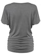 WT1037 Women's Solid Short Sleeve V Neck Dolman Top with Side Shirring
