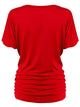 WT1037 Women's Solid Short Sleeve V Neck Dolman Top with Side Shirring