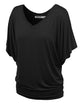 WT1038 Women's V Neck Short Sleeve Dolman Top