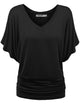 WT1038 Women's V Neck Short Sleeve Dolman Top