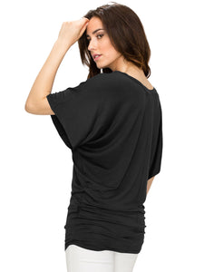 WT1038 Women's V Neck Short Sleeve Dolman Top