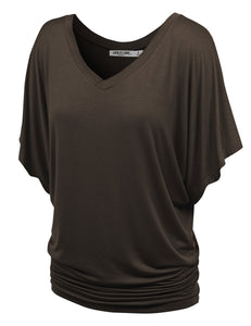 WT1038 Women's V Neck Short Sleeve Dolman Top