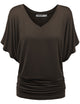 WT1038 Women's V Neck Short Sleeve Dolman Top