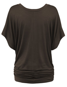 WT1038 Women's V Neck Short Sleeve Dolman Top