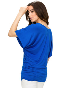 WT1038 Women's V Neck Short Sleeve Dolman Top
