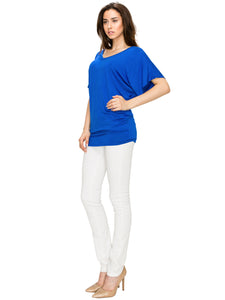 WT1038 Women's V Neck Short Sleeve Dolman Top
