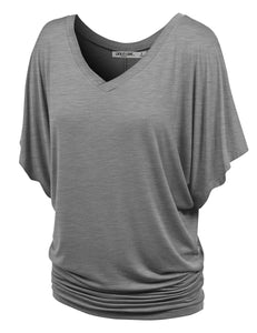 WT1038 Women's V Neck Short Sleeve Dolman Top