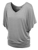 WT1038 Women's V Neck Short Sleeve Dolman Top