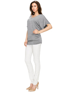 WT1038 Women's V Neck Short Sleeve Dolman Top