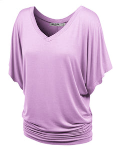 WT1038 Women's V Neck Short Sleeve Dolman Top